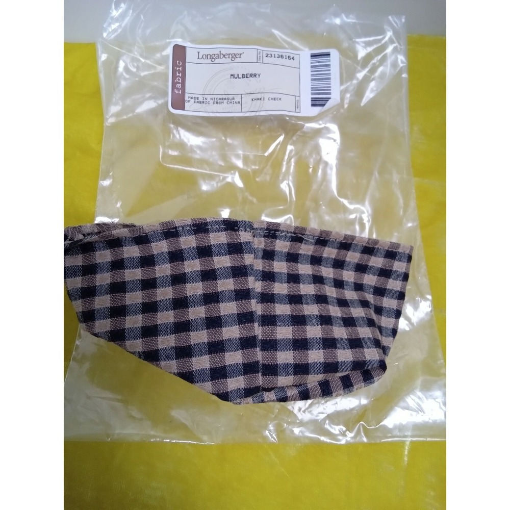 Longaberger Mulberry Basket Liner Khaki Check‎ Fabric 23136164 New in Bag